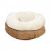 Lambswool Donut Cat Bed – Ultra-Soft, Self-Warming Comfort Nest - Tan