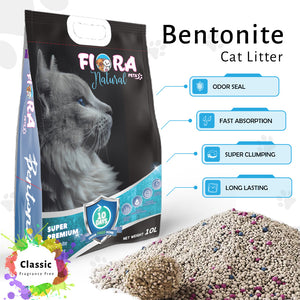 Fiora Super Premium Bentonite Classic Cat Litter - 10L (Fragrance-Free)