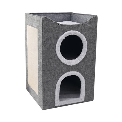 3 Layer Foldable Cat Bed With Scratcher