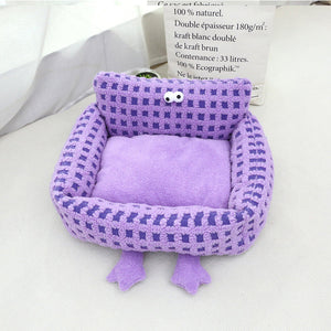 Big Eye Checked Cat Dog Sofa Bed - Medium