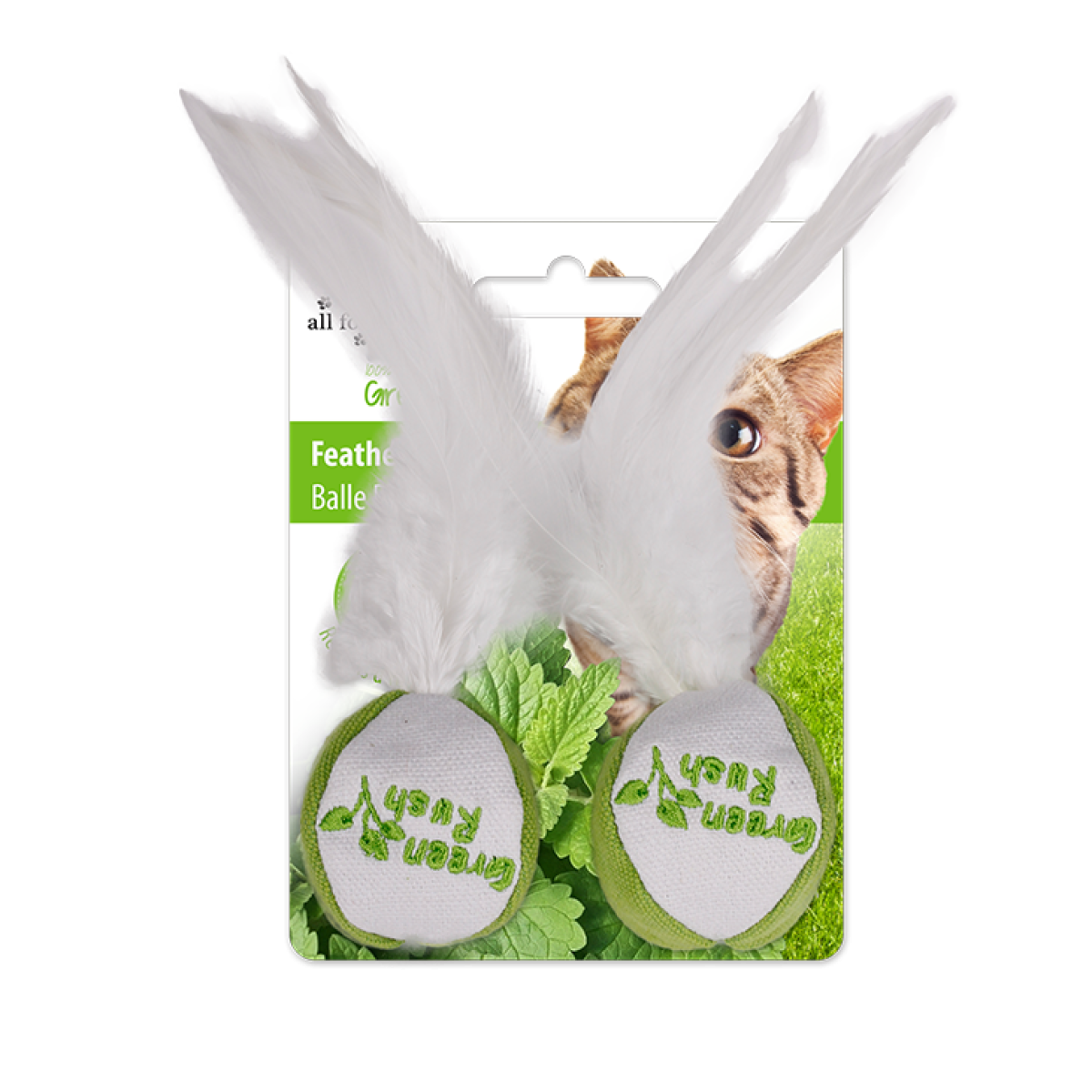 Green Rush – Feather Ball Cat Toy