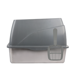 Go Fresh – Stainless Steel No Mess Cat Litter Box (Grey)