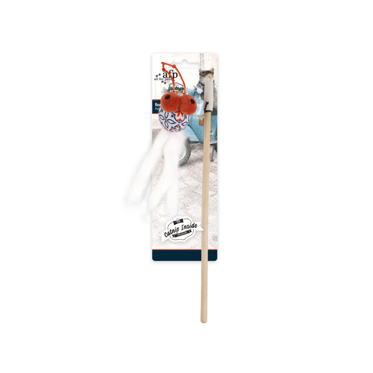 Vintage – Real Rabbit Fur Pompom Teaser Wand