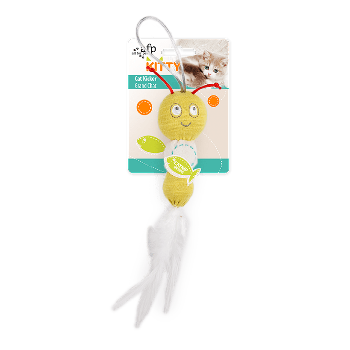 Kitty – Feather Caterpillar Cat Toy (Yellow)