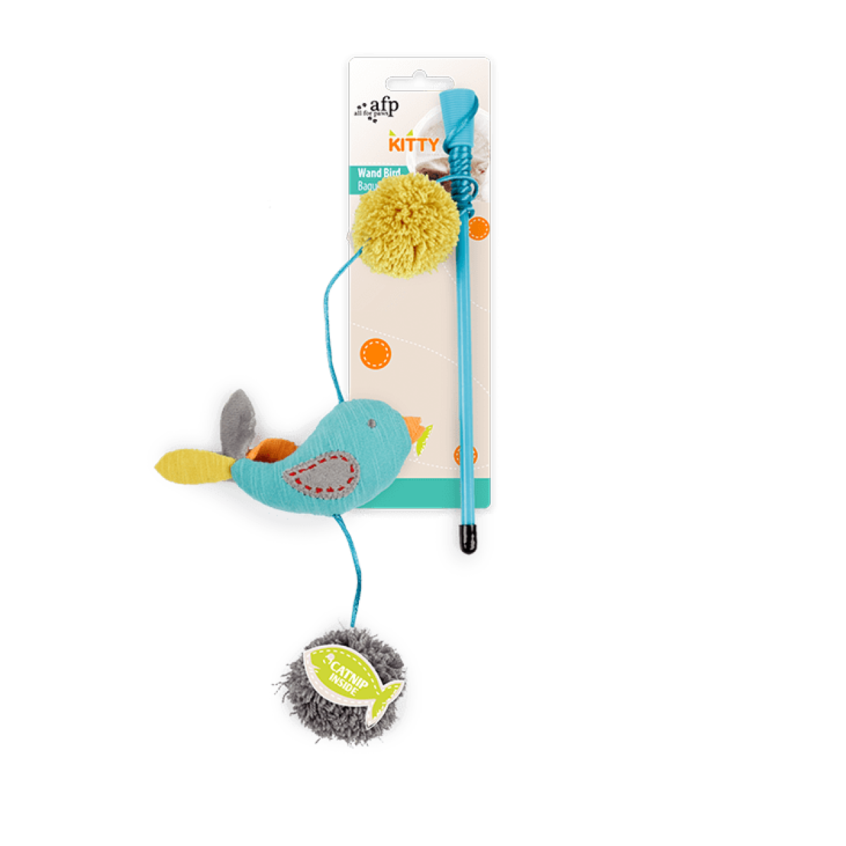 Kitty Wand Bird Teaser Toy – Turquoise