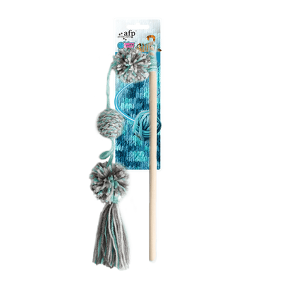 Knotty Habit – Yarn Pom Pom Wand Cat Toy
