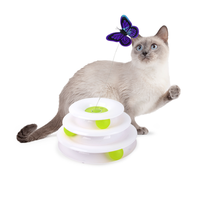 Interactive – Tower of Tracks Cat Toy with Butterfly