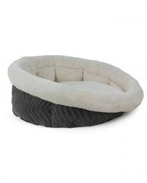 Herringbone Round Bed – Grey
