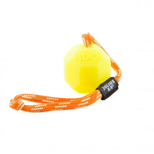 Fluorescent Hard Silicone Training Ball with String - Neon Yellow 6cm