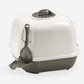 Corner Cat Litter Box - Grey & White