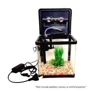 PY-200 Curved Glass Aquarium with LED Light & Filter – 4.5L