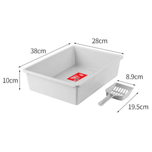 Cat Litter Tray with Scoop - Blue - M Size, 38 x 28 x 10 cm