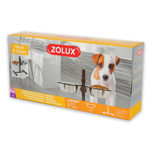 Adjustable Stand with Stainless Steel Dog Bowls 0.7L